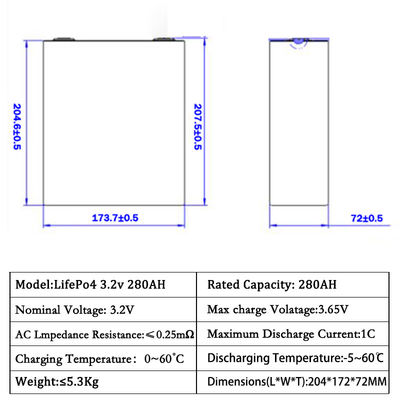 EV Lifepo4 280Ah Battery Cell 3.2V LF280K